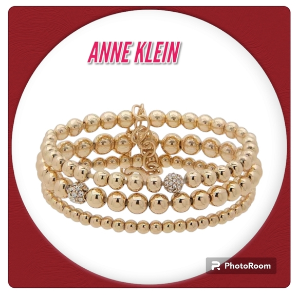 Anne Klein Jewelry - ANNE KLEIN Bracelets Gold-Tone Beaded Stretch 3- Pc Set